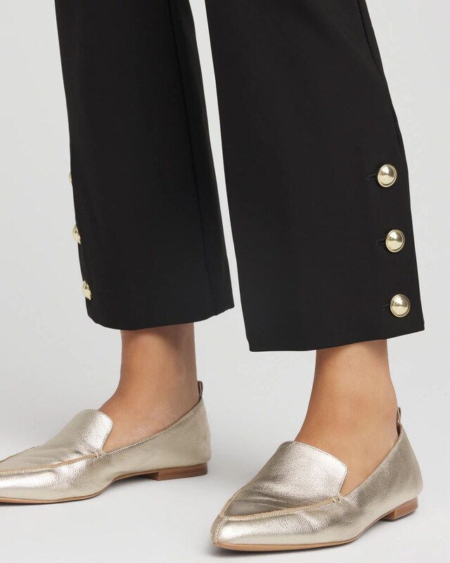 Bi-Stretch Flared Button-Hem Cropped Pants - image 4